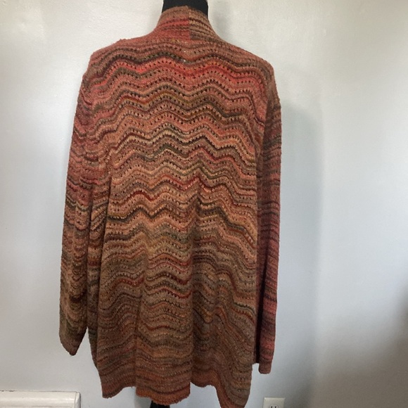 Catherines Cardigan Sweater Marled Knit Wave Pattern Knee Length Sz 3X - Picture 4 of 6